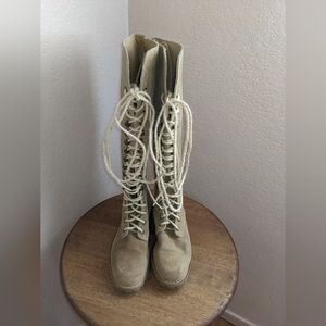 Euro Club beige 6.5 suede leather lace up boots.
